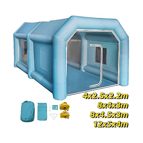 4/8/12M Aufblasbare Lackierkabine 2 Gebläse Tragbares Riesen-Autozelt mit Filtersystem Mobile Raum-Airbrush-Garage im Freien Robust und langlebig(8x4x3m)