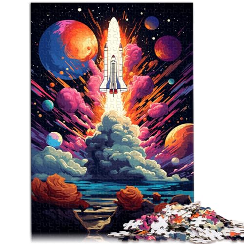 Puzzle Bunte Psychedelie eines Raumschiffs, 1000 Teile. Holzpuzzle, ganze Familie, 1000 Teile (50 x 75 cm)