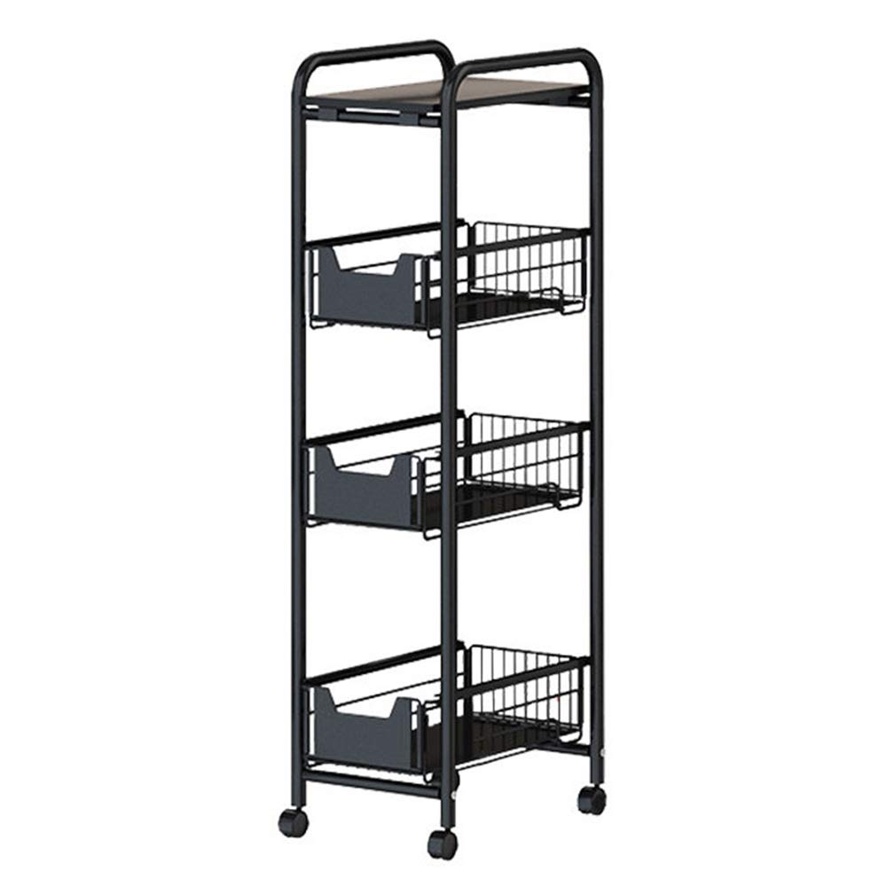 LASTRAN Trolley-Organisator Trolley mit Rädern und 4 Heavy-Duty Metall Mesh Korb Regale Tragbare Rollende Wäsche Gebrauchswagen Geeignet für Küche Badezimmer Waschküche