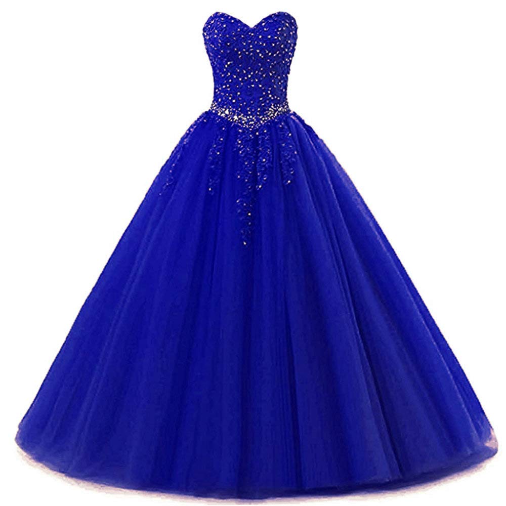 Zorayi Damen Liebsten Lang Tüll Formellen Abendkleid Ballkleid Festkleider Blau Größe 56