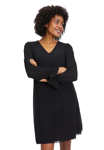 Cartoon Damen Plisseekleid unifarben Schwarz,34