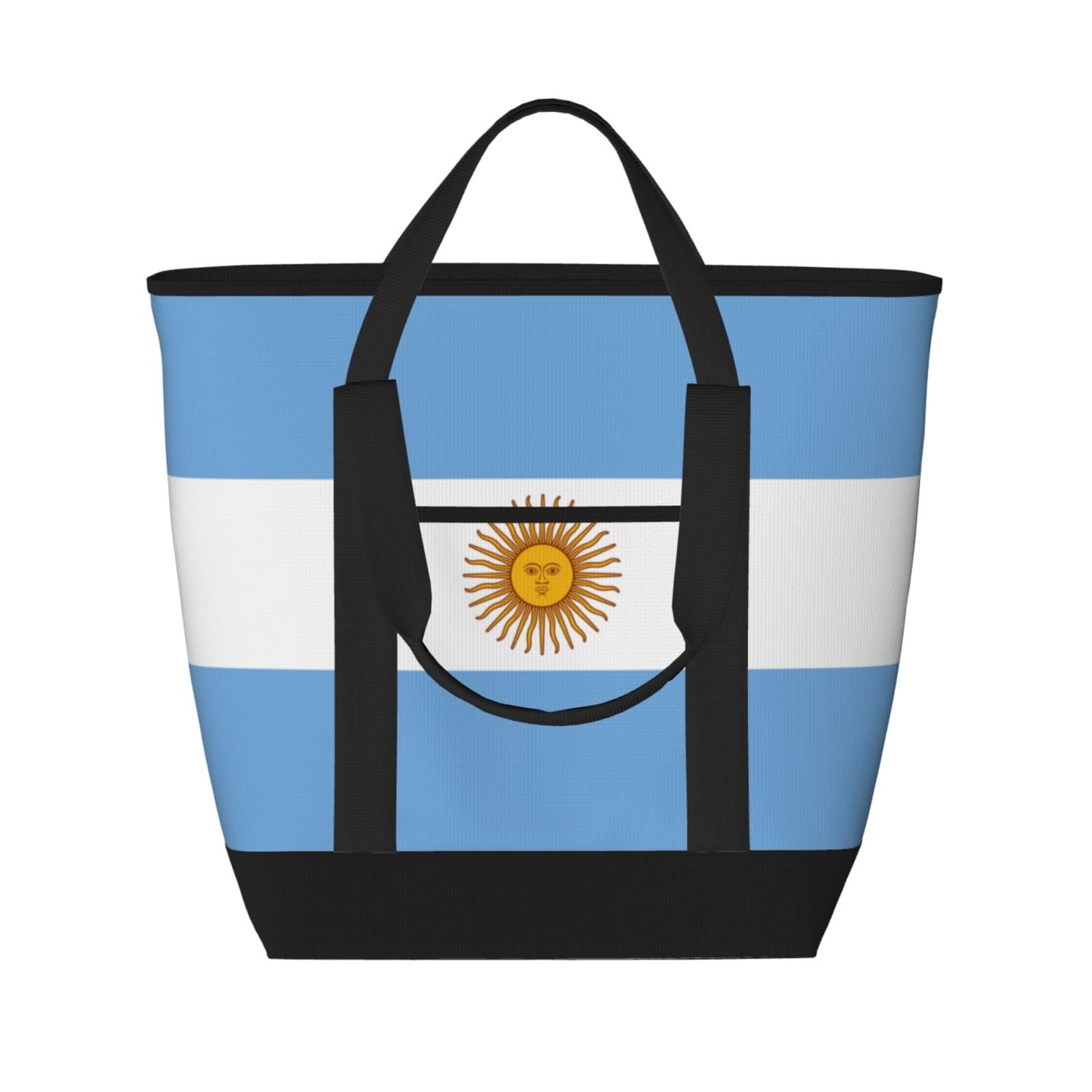 YQxwJL Einkaufstasche mit argentinischer Flagge, großes Fassungsvermögen, isolierte Lunchtasche, wiederverwendbare Einkaufstasche mit Reißverschluss für Damen und Herren