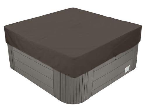 BaCover Quadratische Whirlpool-Abdeckung, 210D Oxford-Gewebe Wasserdicht Outdoor Spa Staubschutz Poolabdeckung,Kaffee,244x244x30cm