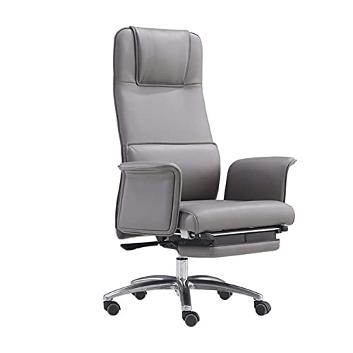 QYZUJIKL Chefsessel Liegestühle Wohnzimmersessel Bürostuhl Computer-Schreibtischstuhl Chefsessel Ergonomischer Lederstuhl Mittlere Rückenlehne Farbe: Grau Größe: 119x71x74cm