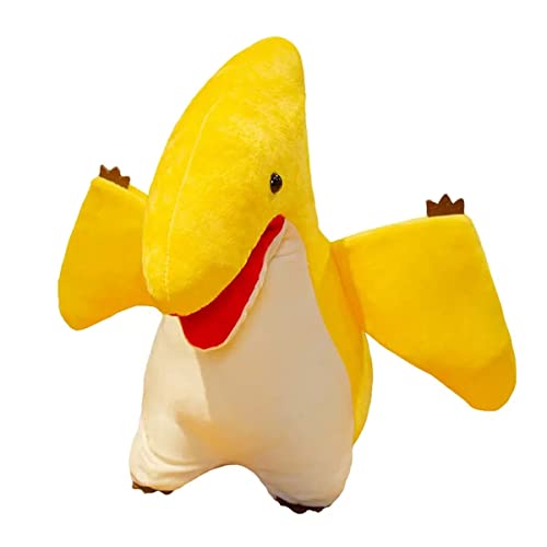 DANAIM Simulation Gelber Flugsaurier Kuscheltiere Süßes Dinosaurier-Plüschtier Weiches Umarmendes Wurfkissen Reptilien-Puppenspielzeug for Kinder, Mädchen, Jungen(48cm)