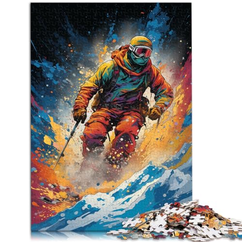 Puzzle für farbenfrohe Psychedelia für Skifahrer. Puzzle 1000 Teile, schwieriges Holzpuzzle für Frauen und Männer, 1000 Teile (50 x 75 cm)