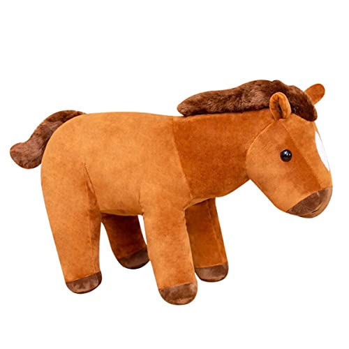 DANAIM Braunes Pferde-Plüschspielzeug, Simulations-Pferd-Plüsch-Stofftier, Niedliches Pony Mit Stehender Haltung, Umarmungsspielzeug, Schlafsofa, Dekoratives Geschenk for Kinder(Brown,31.5 inch)