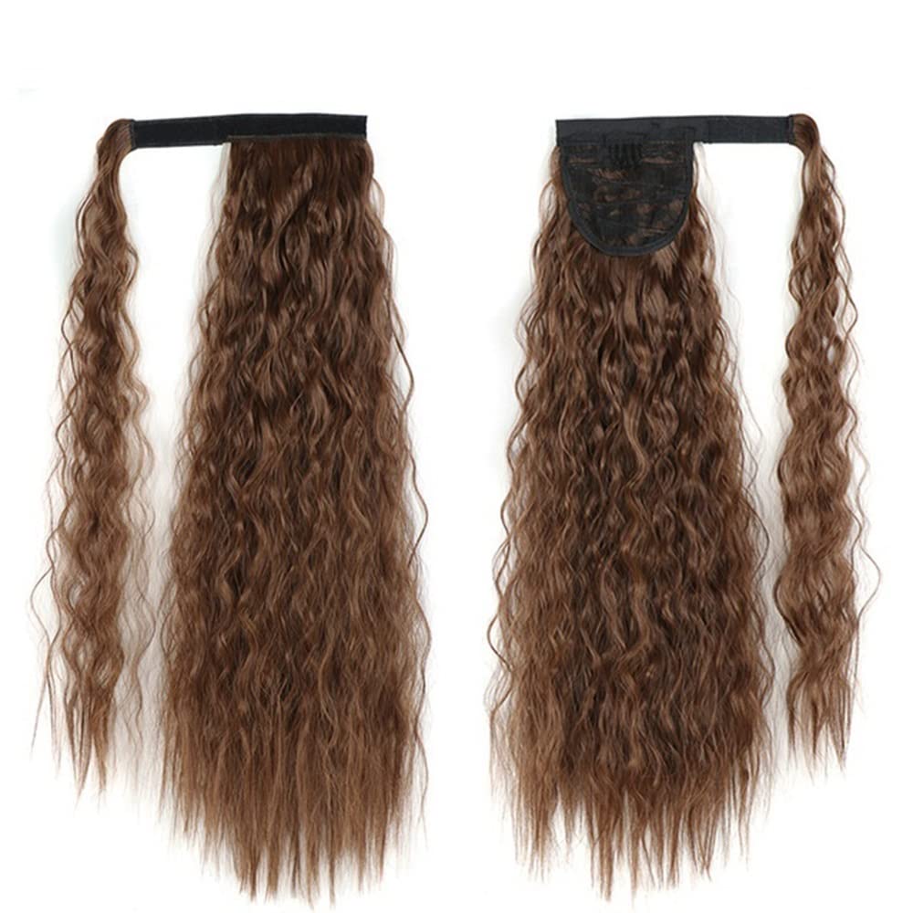 Pferdeschwanz Haarteil Extensions, natürliches Haarteil, Kopfbedeckung, Haar, synthetischer langer Mais-Pferdeschwanz, Wickel-Pferdeschwanz, Clip-in-Haar Pferdeschwanz Haarverlängerung(M4-30,22inches)