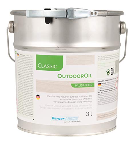 Palatina Werkstatt ® Berger-Seidle Outdoor Oil, Tiefenimprägnierung für Außen, 1 oder 3 Liter, perfekter Holzschutz für die Terrasse oder Gartenmöbel (3 Liter, Palisander)