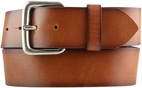 BELTINGER Gürtel aus Vollrindleder Vintage-Look 5 cm | Jeans-Gürtel für Damen Herren 50mm | Mit geschwärzten Kanten | Cognac 120cm