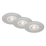 BRILONER Leuchten - LED Einbauleuchten, 3er Set, Deckenlampen je 5 Watt, je 460 Lumen, 3.000 Kelvin, IP44, Chrom-Matt, 90x25mm (DxH)