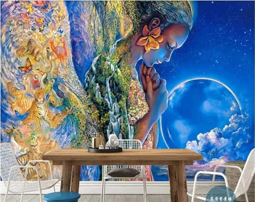 Blauer Himmel Mond Schönheit 3D Tapete Poster Restaurant Schlafzimmer Wohnzimmer Sofa TV Dekorative Wand-200cm×140cm