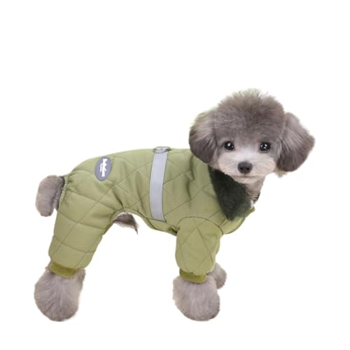 Warme Hundekleidung, Winterjacke, passend für kleine und mittelgroße Hunde, dick, wasserdicht, Yorkies, Haustierkleidung, Hoodie, Chihuahua (grün, ohne Hut, XL)