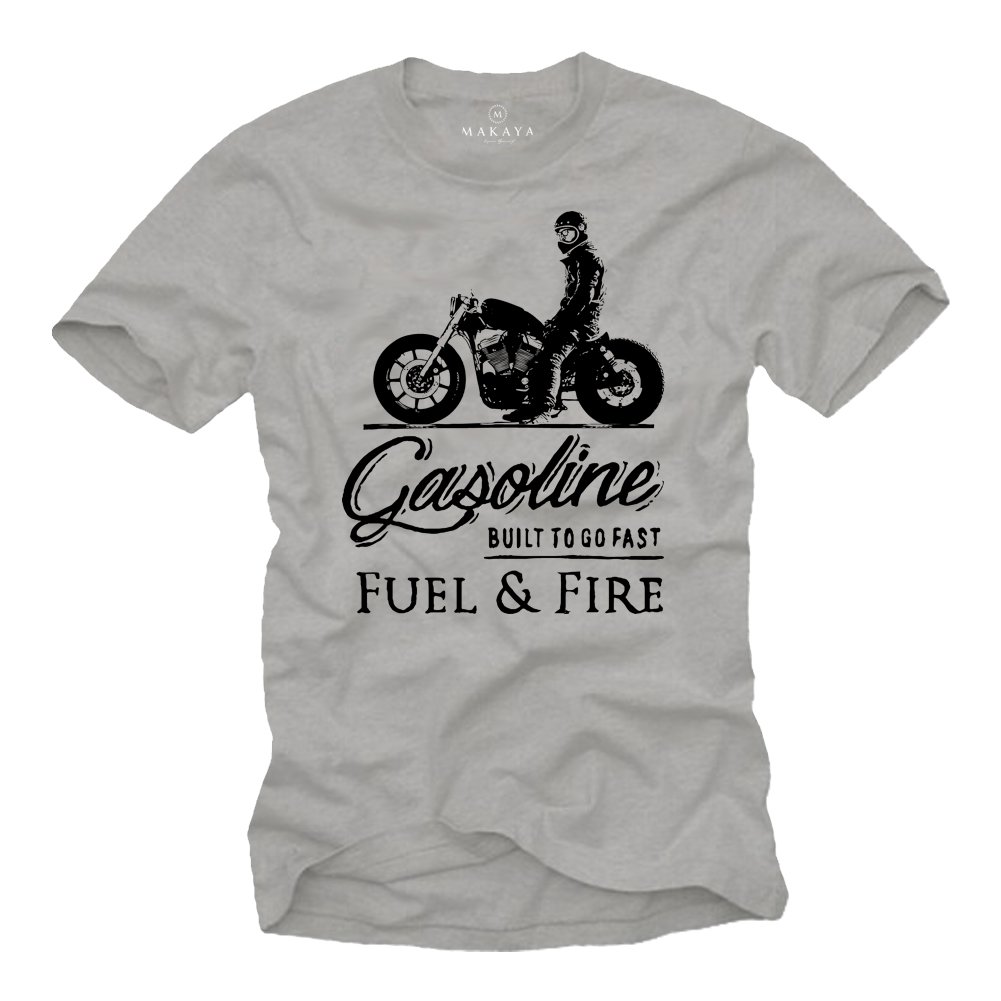 Geschenke für Motorradfahrer - Davidson Umbau Motorrad T-Shirt für Motorradfans grau XL