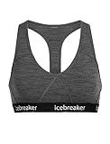 Icebreaker Merino Sprite Racerback Bra Damen - Unterwäsche aus Merinowolle, Bügelfreier BH, Komfortabler Bralette - Gritstone Heather, S