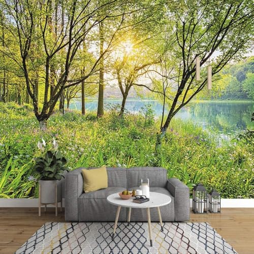 Grüne Wälder Flüsse Natur 3D Tapete Poster Restaurant Schlafzimmer Wohnzimmer Sofa TV Dekorative Wand-150cm×105cm