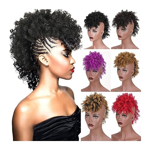 Haarteil Puff Afro Curly Haarteile Mohawk Pferdeschwänze for Frauen, synthetische verworrene lockige Haarknoten-Pferdeschwanzverlängerung mit Pony Wrap Updo Clip-in-Haarverlängerungen Haarverlängerung