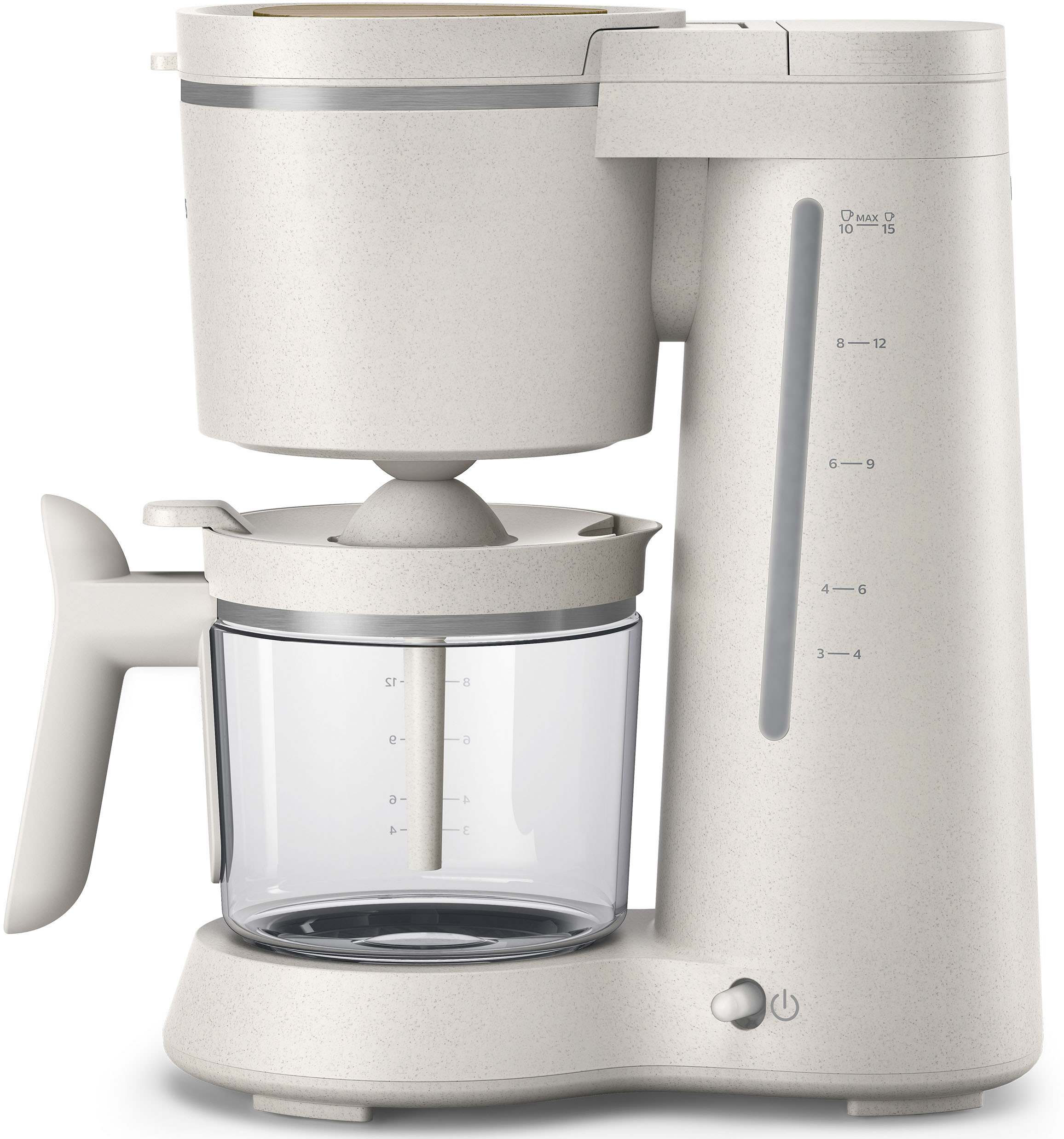 Philips HD5120/00 Conscious Collection Filterkaffeemaschine, biologischer, 100% recycelter Kunststoff, Nachhaltig, Tropftopp, Abschaltfunktion, Glas, Creme