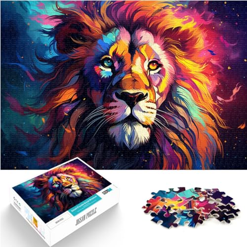 Puzzle, farbenfrohes psychedelisches Löwentier, 1000 Teile, Holzpuzzle, jedes Teil ist einzigartig – anspruchsvolles, unterhaltsames Familienspiel, 1000 Teile (50 x 75 cm)