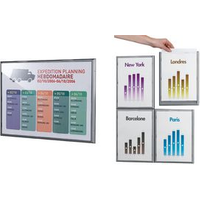 PAPERFLOW Wandschild Info Display, DIN A4, Farbe: alu-grau Rahmen aus Polystyrol, Scheibe aus Kristallpolystyrol, - 4 Stück (4066x4.35)