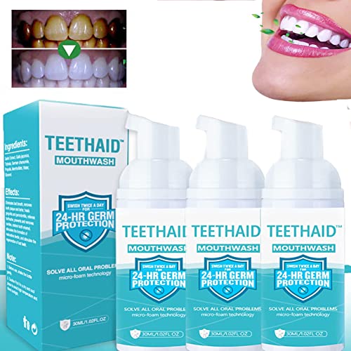 Teethaid Mouthwash 24h,Teethaid Mouth Wash, Teethaid Mundspulung, Teethaid Mundspülung, Zahnsteinentfer, Teethaid Whitening Foam, Whiten Your Teeth, Eliminate Bad Breath (3Pcs)