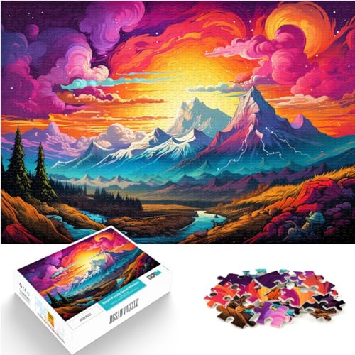 Puzzle-Geschenk, Seltsame, farbenfrohe Berggipfel, 1000-teiliges Puzzle Erwachsene, lustiges Geschenk, herausfordernd zu vervollständigen, Aber unterhaltsam humorvoll (50 x 75 cm)