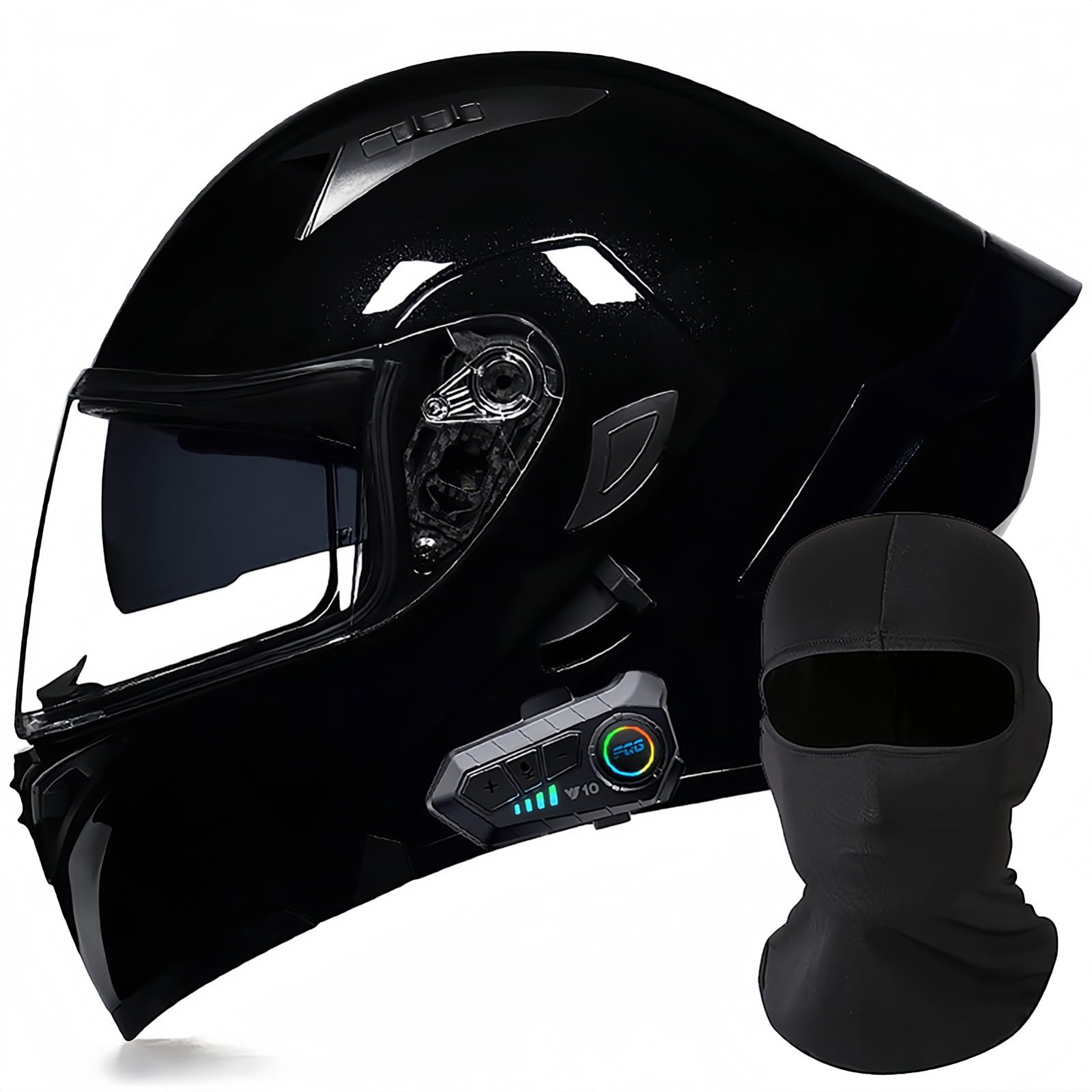 Modularer Motorrad-Bluetooth-Helm, DOT/ECE-Zugelassener, Hochklappbarer, Integrierter Motorradhelm Für Männer Und Frauen Mit Doppelvisier, Integriertem Dual-Lautsprecher 4,M57 ~ 58cm