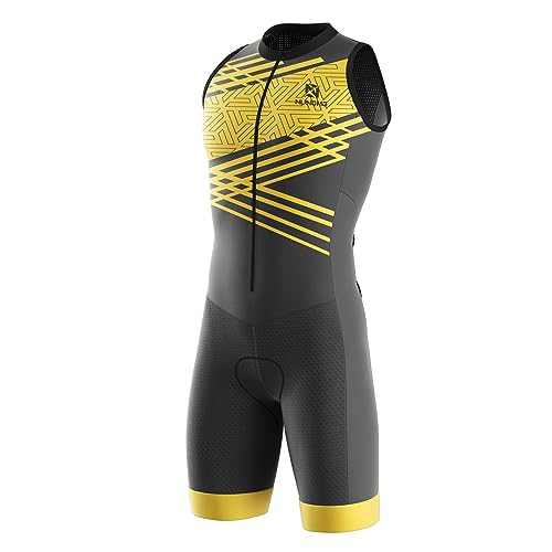 Triathlon Anzug Herren Herren Radsportanzug gepolstert einteilig Trisuit Bike Top Short Trisuit Einteiler für Wettkampf Run, Cycle, Swim (TYP-2,L)