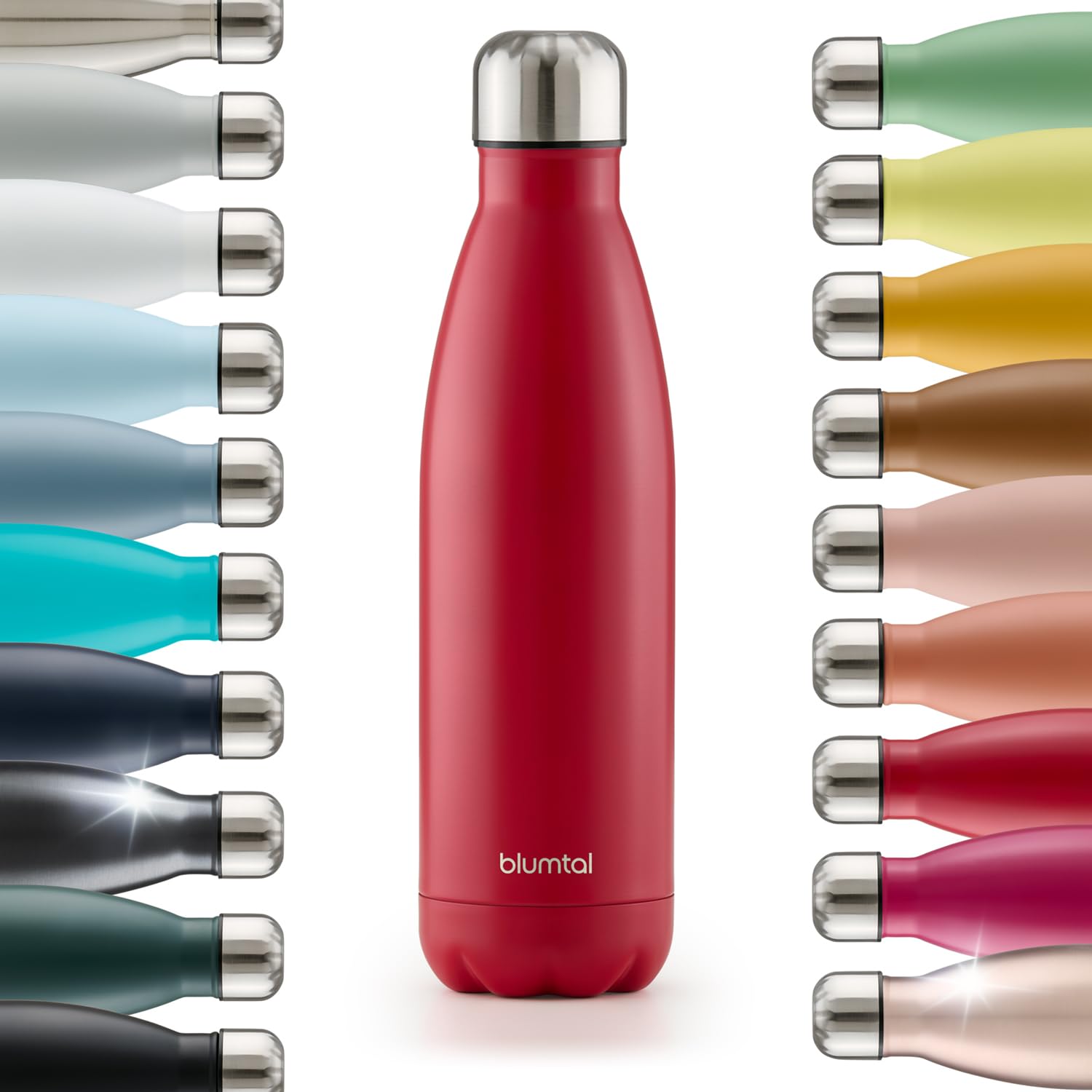 Blumtal® Trinkflasche Edelstahl Charles - Thermosflasche 1000 ml - BPA-freie Thermotrinkflaschen kalt&warm - auslaufsichere Trinkflasche Metall - Thermos Trinkflasche - Trinkflasche 1000 ml - Rot