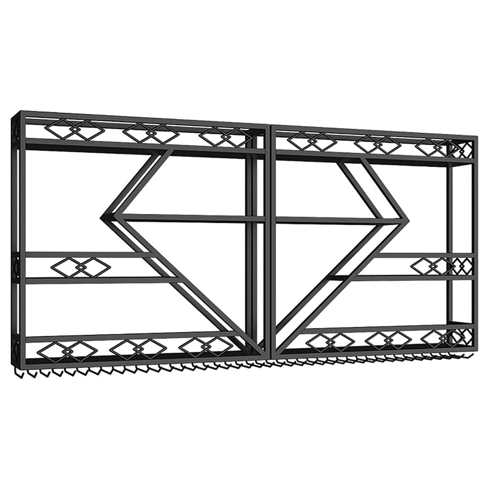 Hängende industrielle runde Weinregale, An der Wand montiertes Weinregal mit LED-Licht, schwebende 3-stufige Spirituosenregale, Flaschen- und Glashalter, Aufbewahrungsorganizer for Küche, Zuhause, Bar