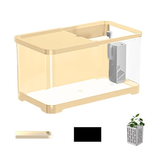 Kleines Aquarium, Starter-Set für Aquarium, Deko-Set für kleines Salzwasser | Kreative Fischtanks | Fische mit Korb für Goldfische, Guppy, Garnelen