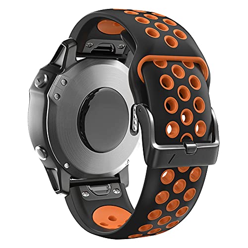 NEYENS Correa Smartwatch-Armband für Garmin Fenix 6 6X Pro 5 5X Plus 7 7X Epix 3 3HR 945, Silikonband 26, 22 mm, atmungsaktives Armband, 22mm Width, Achat