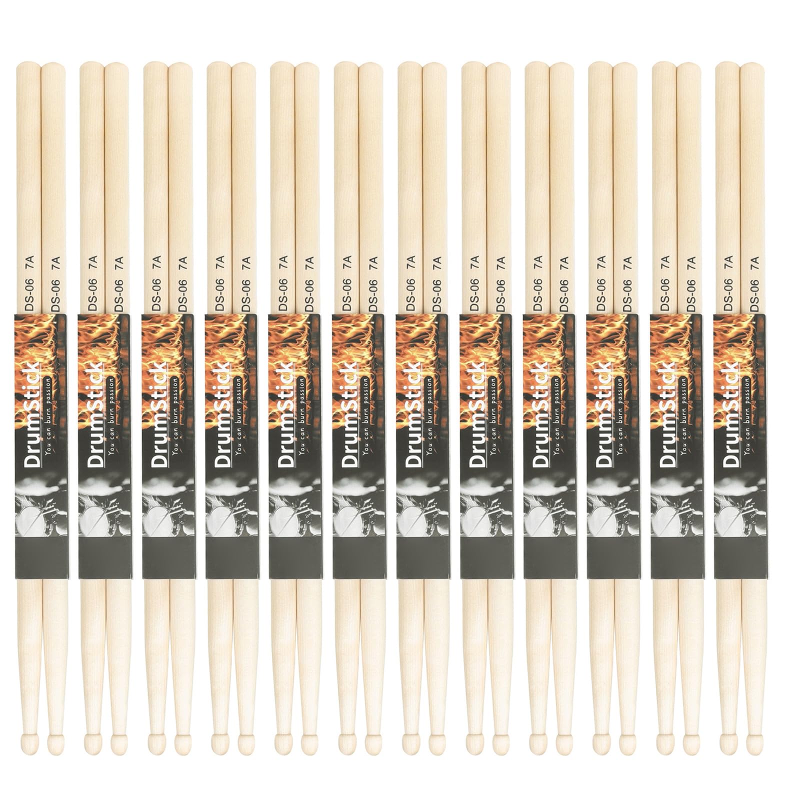 12 Paar rutschfeste Universal-Drumsticks 5A/7A Ahornholz einfacher praktischer Drumstick für Erwachsene Kinder und Anfänger