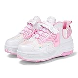 ZEDDG Kinder Schuhe Mit Rollen Für Kinder Sportschuhe Laufschuhe Outdoorschuhe Rollschuhe Mode Turnschuhe Mädchen Junge Skateboardschuhe,Pink-35