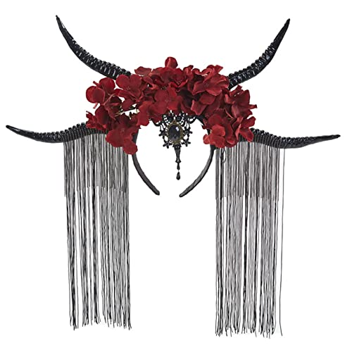 SANRLO Stirnbänder, Haarschmuck für Damen, Antilopen-Haarband, Halloween, Horn, Teufelshörner, Gothic-Stirnband, Gothic-Kopfschmuck, Tag der Toten