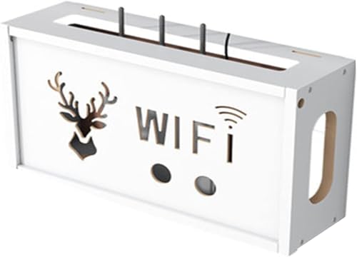 TT Wandmontierte WLAN-Aufbewahrungsbox, Router-Aufbewahrungsbox, mehrschichtiges Desktop-WLAN-Aufbewahrungsregal aus Holz mit Verschluss, Set-Top-Box, Fernbedienung, Netzkabel-Steckdose, Auf