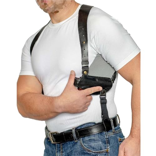 MDFCZXP Mittelalterlicher Pistolenhalter aus Leder, Gothic Harness Gürtel Pistolenholster mit Patronenmagazintasche,Schwarz,20cm