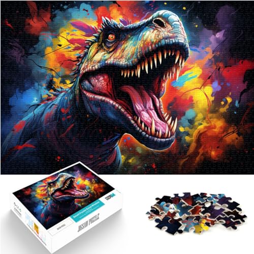 Puzzles für Fantasie, farbenfrohe Dinosaurier, 1000-teiliges Puzzlespiel, Holzpuzzle, Spaß für Aktivitäten zu Hause, Geburtstagsgeschenk, Reisegeschenk, 1000 Teile (50 x 75 cm)