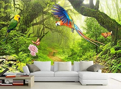 XLMING Frischer Urwaldpark Blumen Und Vögel Große Baumlandschaft 3D Tapeten Home Esszimmer Sofa Schlafzimmer Wohnzimmer TV Hintergrund-250cm×170cm