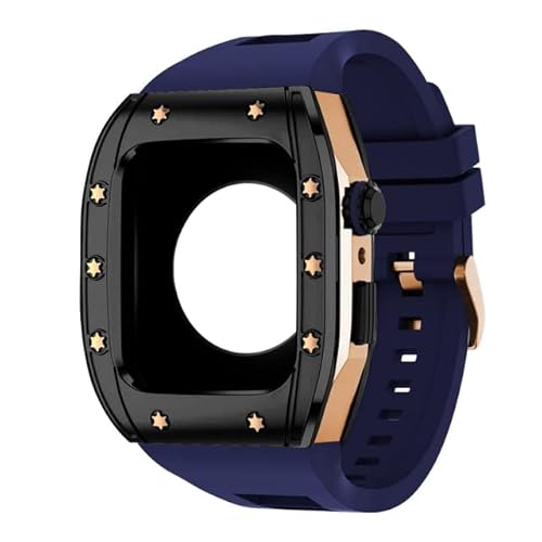 KANUZ Luxus-Modifikationsset Armband für Apple Watch, 45 mm, 44 mm, Gummiband + Hülle für Apple Watch Serie 8, 7, 6, 5, 4, SE, Zubehör (Farbe: W, Größe: 44 mm)