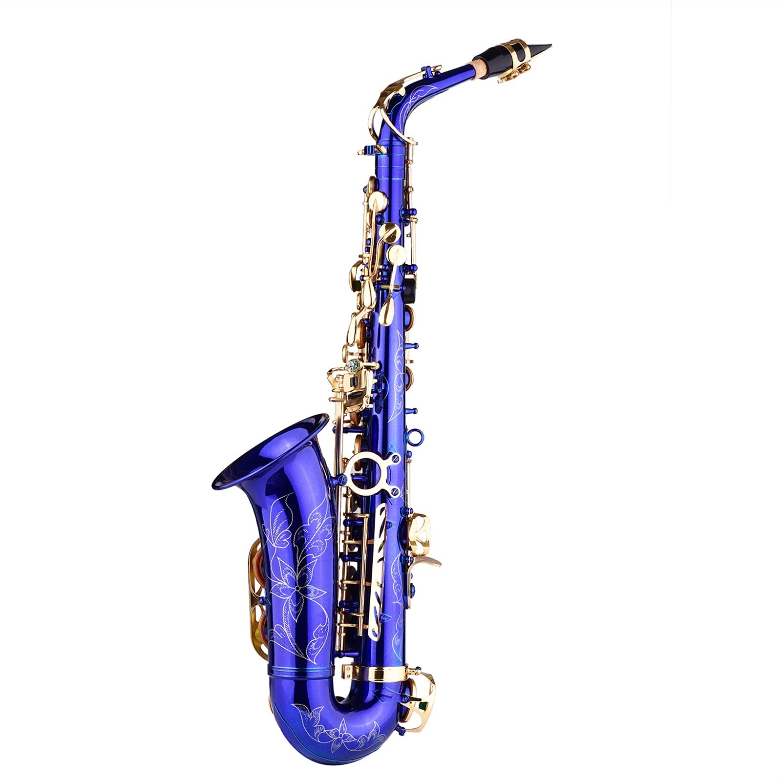 Messinggraviertes EB E-Flat-Alt- Saxophon SAX Abalone Shell- Tasten Windinstrument mit Gehäusehandschuhen Tuch Gürtelbürste