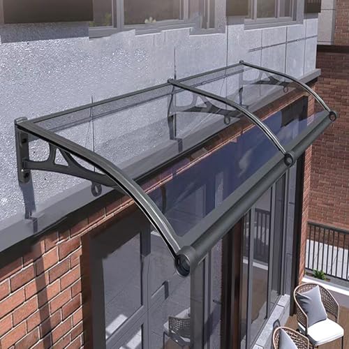 Türdach Überdachung,4 Farben Vordach Überdachung Haustürvordach aus Aluminium und Polycarbonat Schlagfest,Schutz Gegen Regen und Uv-Strahlen,Vordach für Eingangstür (80x230cm/32 x91,A)