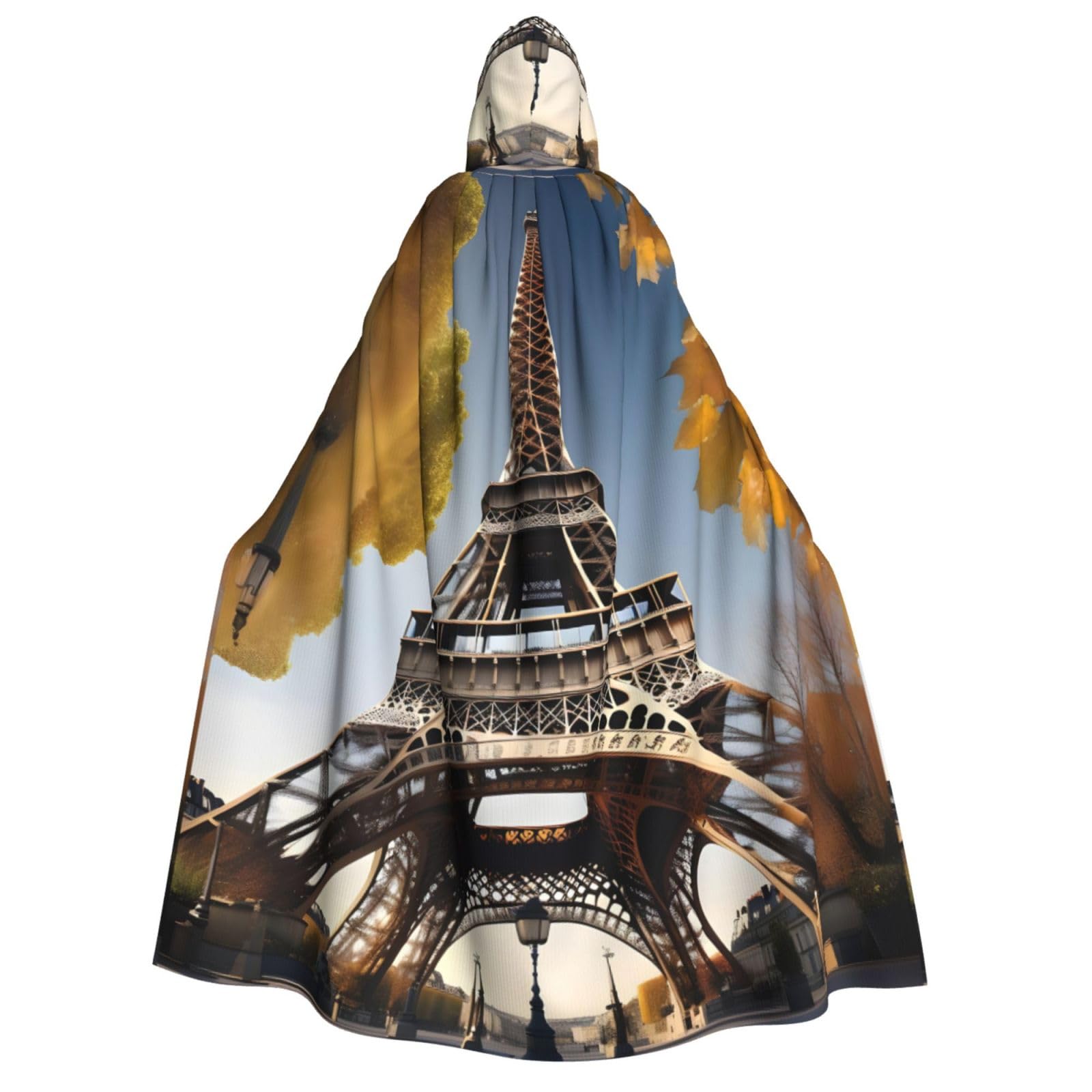 WURTON Cityscape Paris Eiffelturm Frankreich Druck Unisex Kapuzenumhang Halloween Karneval Vampir Cosplay Umhang Kapuzenumhang Kostüm