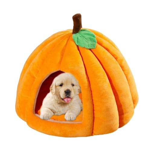 Pumpkin Katzenbett - Warmes Haustierhaus Katzenbett Rutschfest l Waschbar Kätzchen und Welpe Indoor Weiches Bett Waschbares Haus für Halloween für Balkon, Schlafzimmer