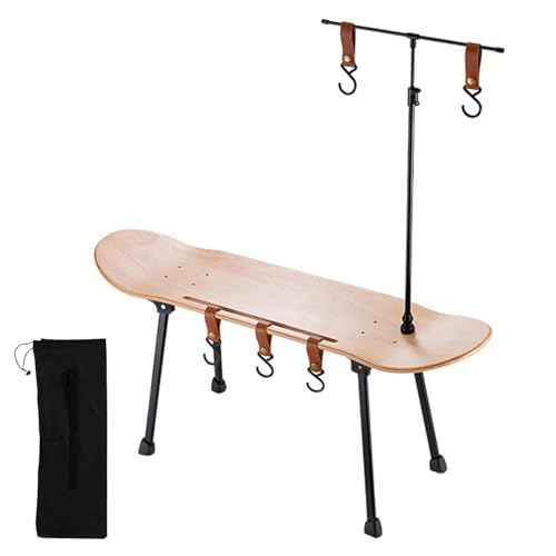 Skateboard-Picknicktisch – Gefalteter Picknicktisch | Skateboard-Camp-Tisch | Skateboard-Außenschreibtisch | Campingtisch | Dekoratives Skateboard Für Den Outdoor-Schreibtisch | Zusammenklappbar Und