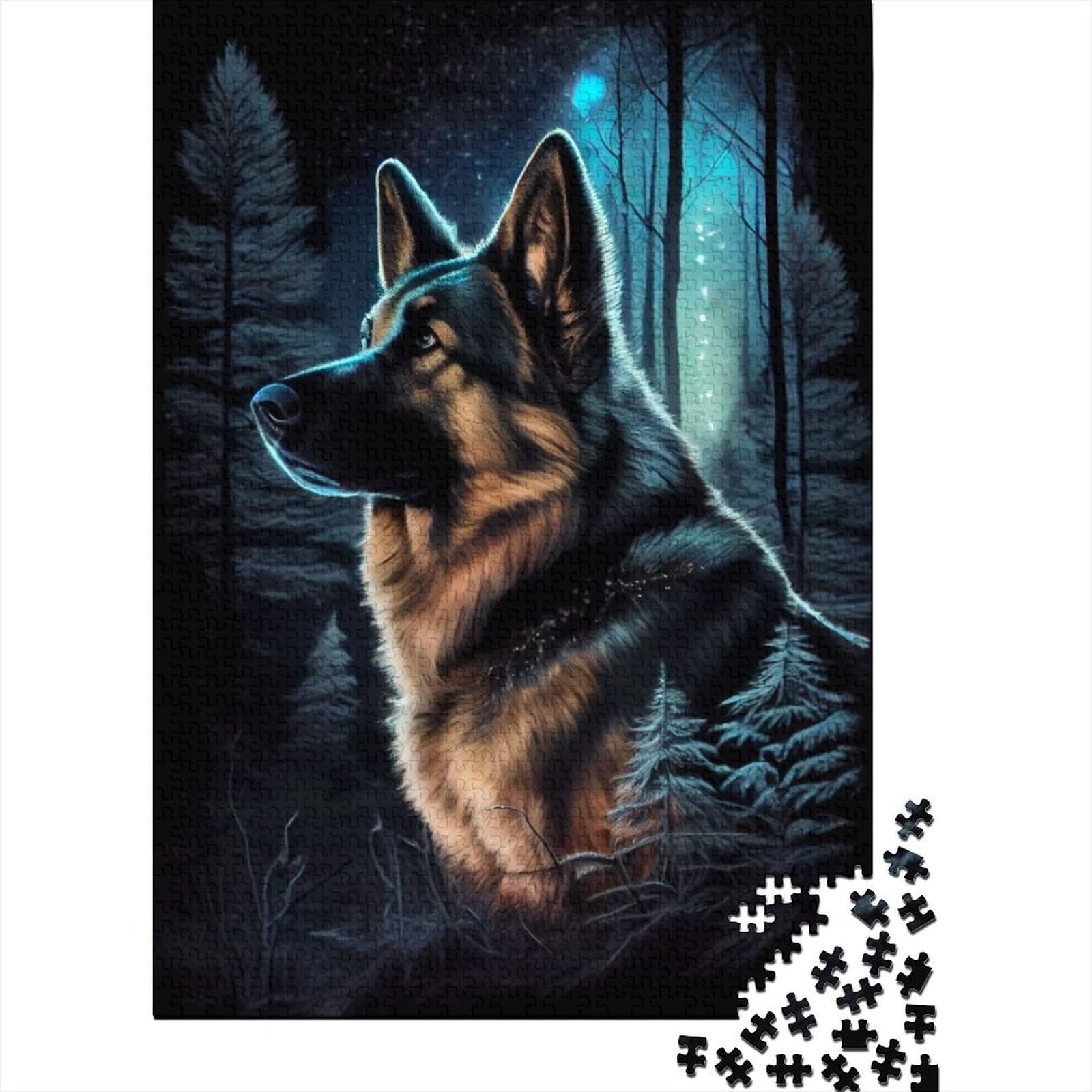 1000-teiliges Puzzle für Erwachsene und Teenager, Tier-Puzzle mit deutschem Schäferhund, Puzzle für Erwachsene und Teenager, Lernpuzzle, Familienspiel (Größe: 75 x 50 cm)