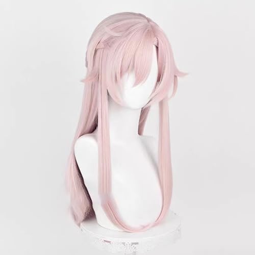 WCCNKK Anime Cosplay Perücke, Honkai Star Rail Jiao Qiu Perücke, Rosa 65 cm Langes Haar, Mit Kostenloser Perückenkappe, Für Party Alltag Halloween Perücke Cosplay, Anime-Geschenke