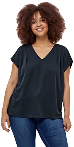 Peppercorn Lana V-Ausschnitt Cap Ärmel T-Shirt Kurve | Tshirt Damen In Schwarz | Frühling Bluse Damen | Größe 44