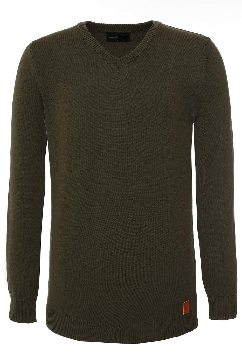 Reslad Pullover Herren Strickpullover Strick Pulli für Männer Bequeme Baumwolle Herrenpullover Sweater V-Auschnitt Basic RS-1051 Olive 4541 XXL