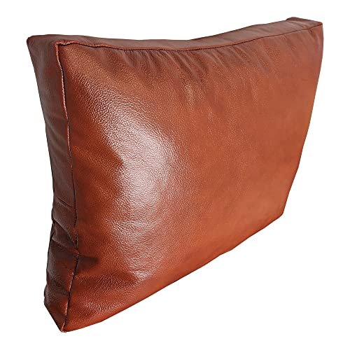 Quattro Meble Braunes Echt Leder Tabac Lederkissen Sofa & Stuhl Deko Kissen Echtleder Rückenkissen Glanz Rindsleder Leder Zierkissen Modell P&Z (35 x 60 cm)